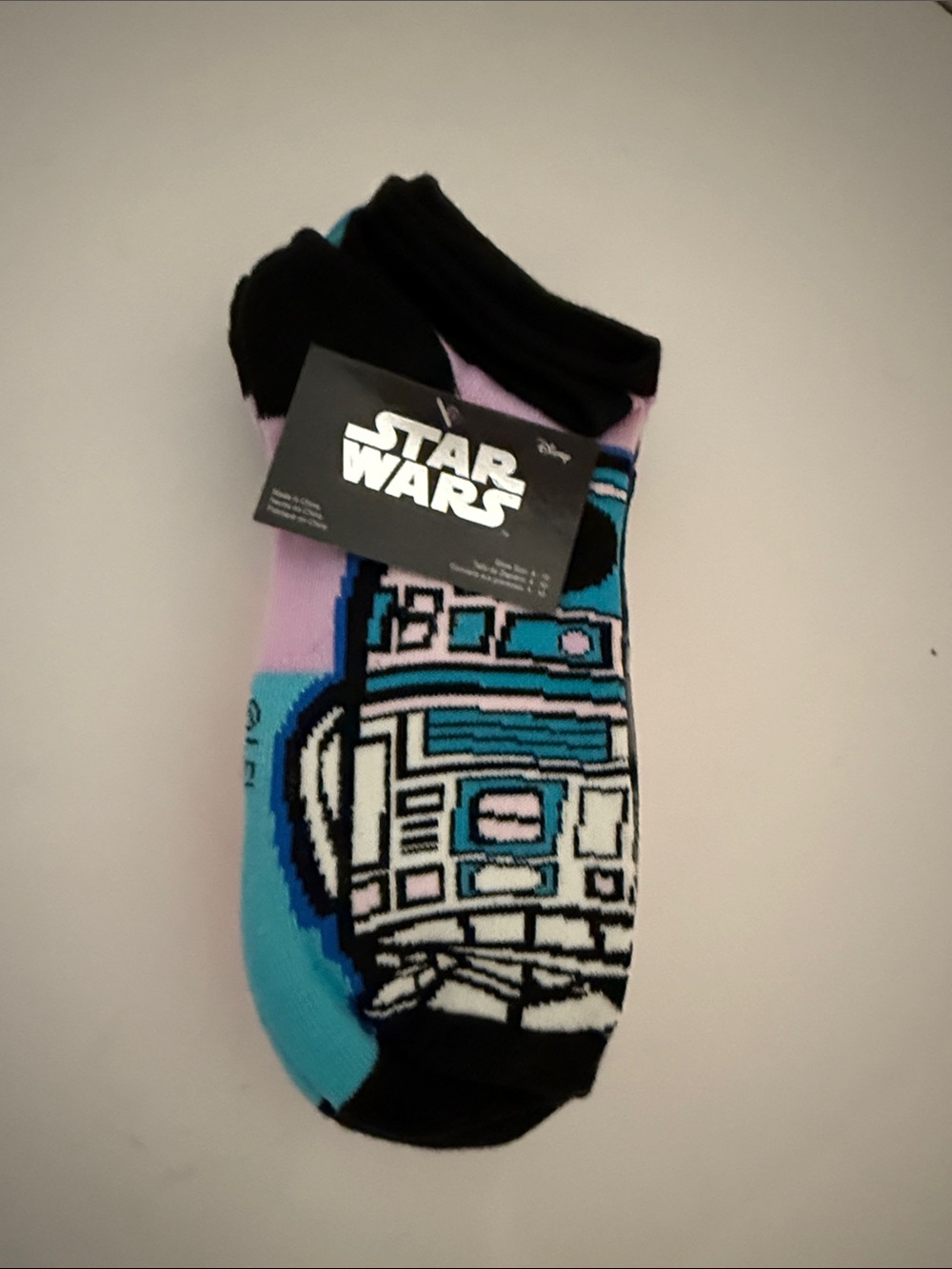 Star Wars R2-D2 No-Show Socks in Teal, Lilac & Black